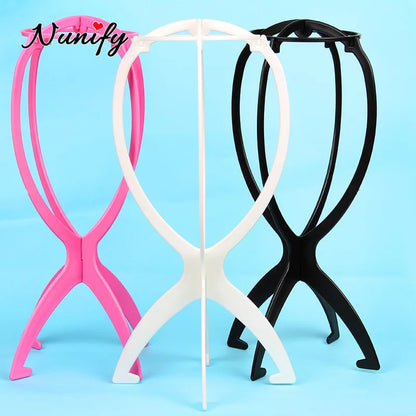 Nunify suporte de peruca de plástico portátil suporte de cabeça de peruca preto rosa suporte de pendurar durável ferramentas de exibição de cabelo acessórios de peruca