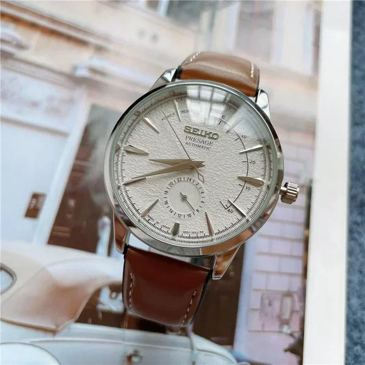 Reloj SEIKO para hombre con esfera exquisita, movimiento de cuarzo, esfera creativa de cuatro agujas, alta calidad, cómodo, cuero fino, multifuncional.