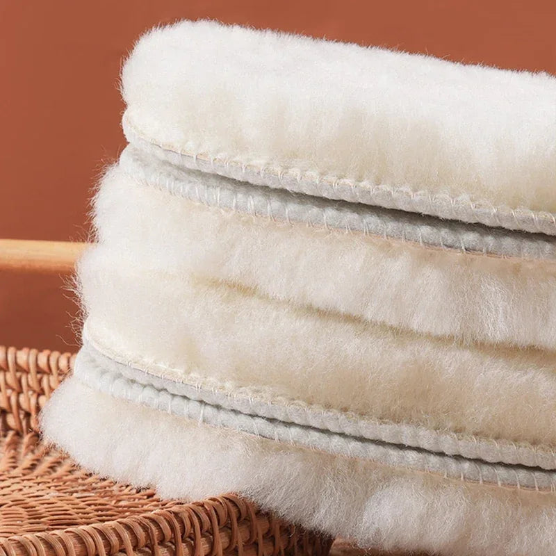 Plantillas Unisex de piel de oveja australiana, botas de nieve de Cachemira y piel auténtica Natural, plantillas de lana para niños, zapatos cálidos de invierno