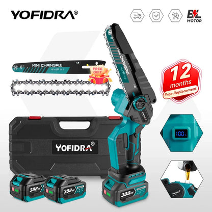 YOFIDRA Brushless 8 inch Electric Pruning Saw Cordless Chainsaw Rechargeable Woodworking Saw Power Tool For Makita 18V Battery