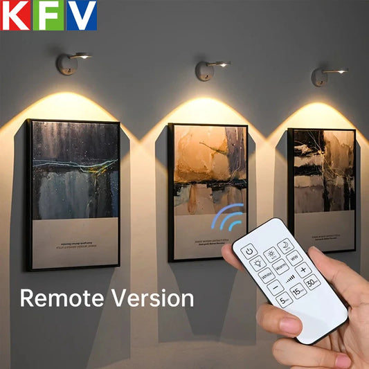 USB Rechargeable Intelligent Human Sensing Wireless Wall Light Dimmable LED Spotlight for Lighting Paintings Pictures Spotlights
