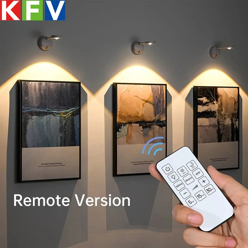 USB Rechargeable Intelligent Human Sensing Wireless Wall Light Dimmable Led Spotlight for Lighting Paintings Pictures Spotlights