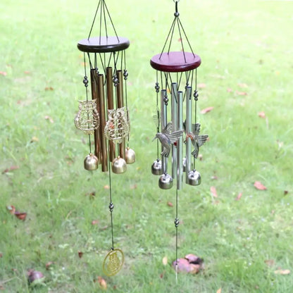 DIY Wind Chimes Outdoor Owl Hummingbird Hanging Ornament Home Copper Bells Garden Yard Decoration
