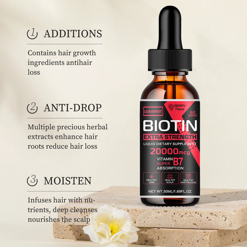 Biotin Hair Growth Serum Anti Hair Loss Products Fast Growing Prevent Dry Frizz Damaged Repair Treatment Scalp Beard Care Spray