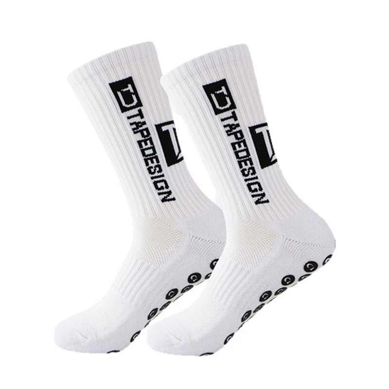 2025 New Anti-Slip Tape Design Football Socks Mid-Calf Non-Slip Soccer Sport Cycling Sports Men's Women Sock Grip Yoga 1 Pair