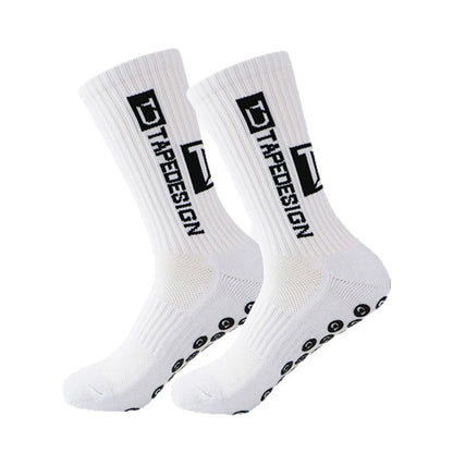 2025 New ANTI SLIP Tape design Football Socks Mid Calf Non-Slip Soccer Sport Cycling Sports Men's Women Sock Grip Yoga 1 Pairs