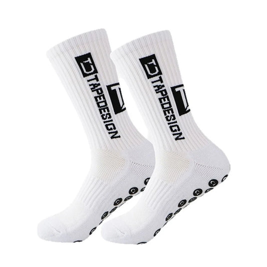 2025 New ANTI SLIP Tape design Football Socks Mid Calf Non-Slip Soccer Sport Cycling Sports Men's Women Sock Grip Yoga 1 Pairs