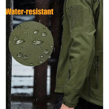 Chaqueta militar informal con capucha para hombre, estilo aviador, de combate, impermeable, de piel de tiburón, estilo softshell, táctica