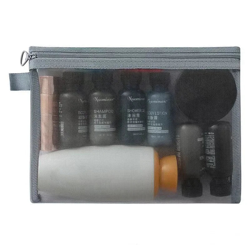 Women Mesh Cosmetic Bag Travel Storage Makeup Bag Organizer Female Make Up Pouch Zipper Clear Small Large Toiletry Beauty Case