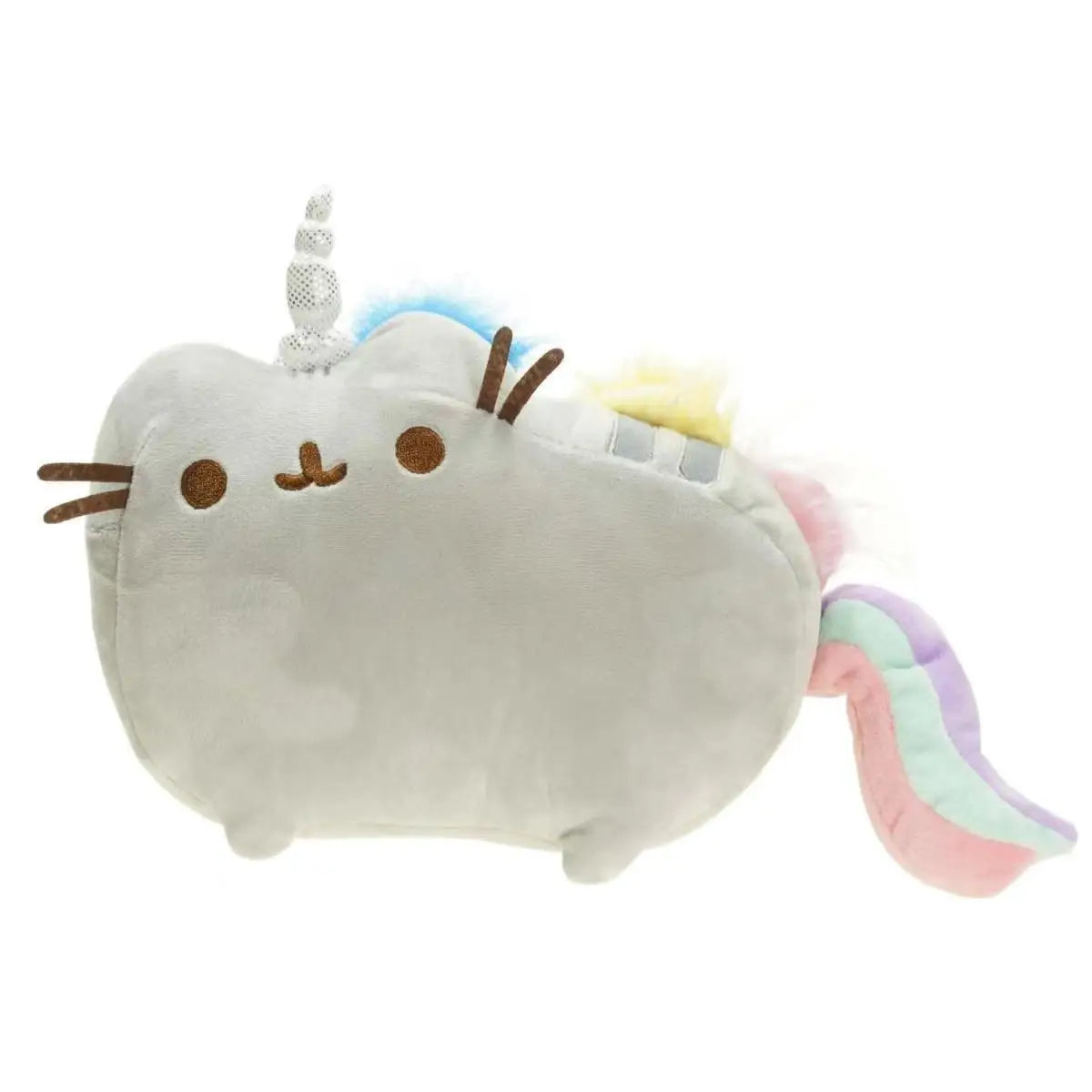 Peluche de gato de imitación de 15 cm, suave, color blanco y gris, ideal como regalo de cumpleaños para niñas y mascotas.