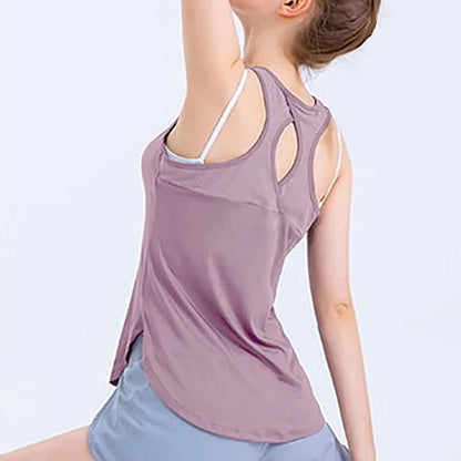 Verão de secagem rápida tanque superior seção fina malha sem costas solto casual versátil camisola yoga esportes camiseta fitness correndo colete