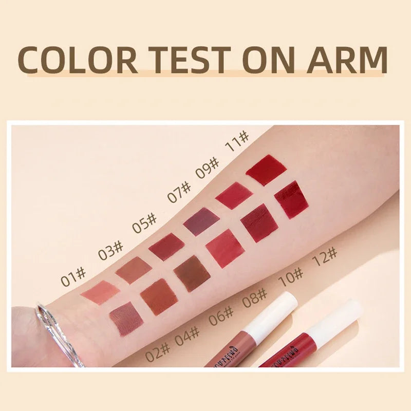 Nude Matte Lip Gloss 24 Colors Long-lasting Velvet Lipstick Waterproof Non-stick Cup Sexy Red Dark Lip Tint Makeup Cosmetic