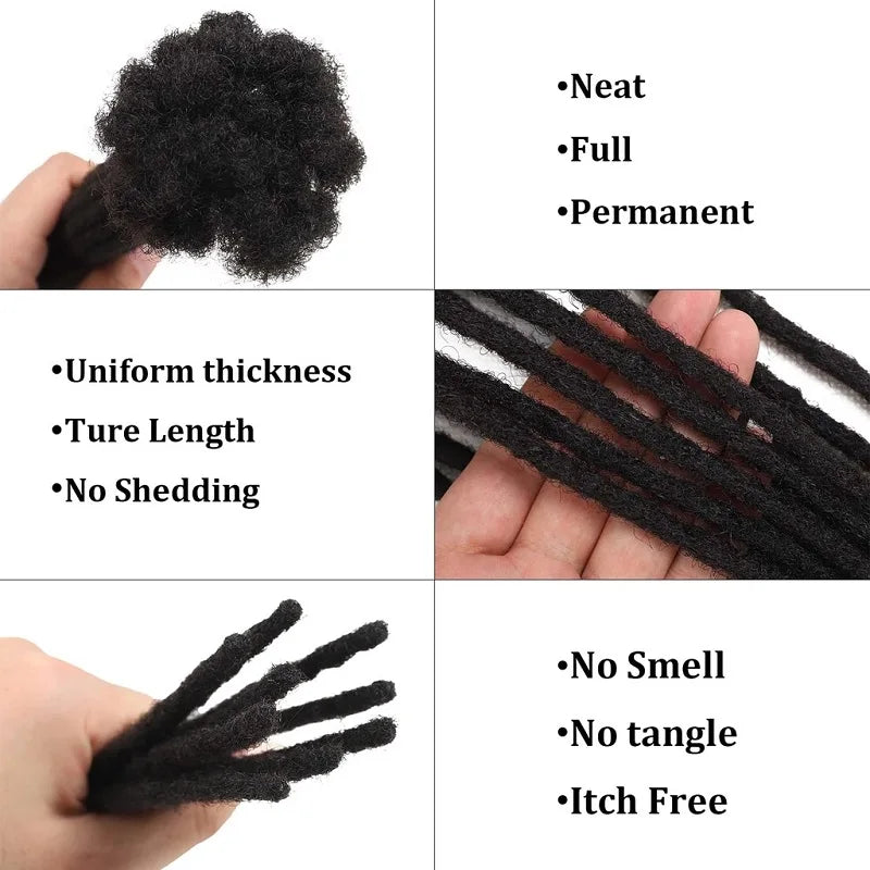 Dreadlocks sintéticos feitos à mão, 8 unidades, 10 fios, estilo hip-hop, tranças, extensão de cabelo, crochê, para homens e mulheres