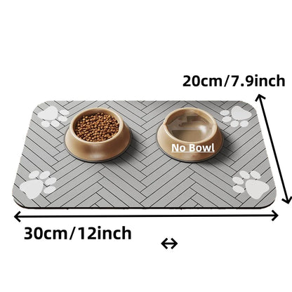 Tapete absorbente para comedero de mascotas, con respaldo de goma impermeable y secado rápido para perros y gatos.