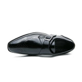 Large Size 48 Men's Leather Shoes with Buckle, Block Carving, Slip-On, Square Toe, Board Shoes, Trendy Adult Footwear