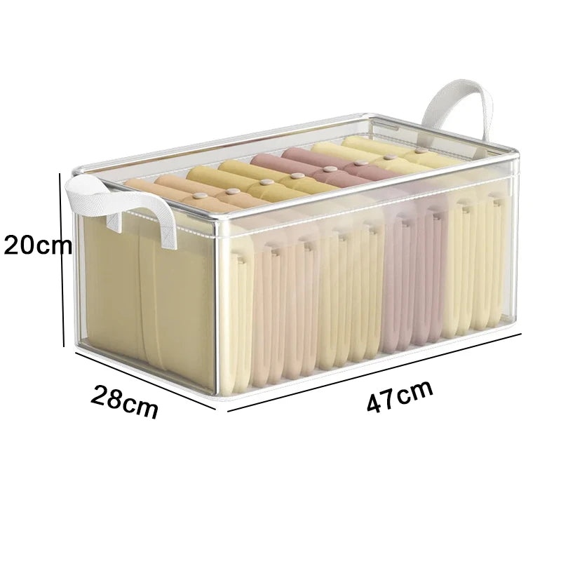 Cesta de almacenamiento transparente de PVC para ropa interior, caja de almacenamiento con marco de acero inoxidable, organizador de armario, caja de tela impermeable