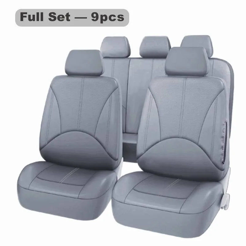 All-Season Universal 9-Piece PU Leather Car Seat Cover