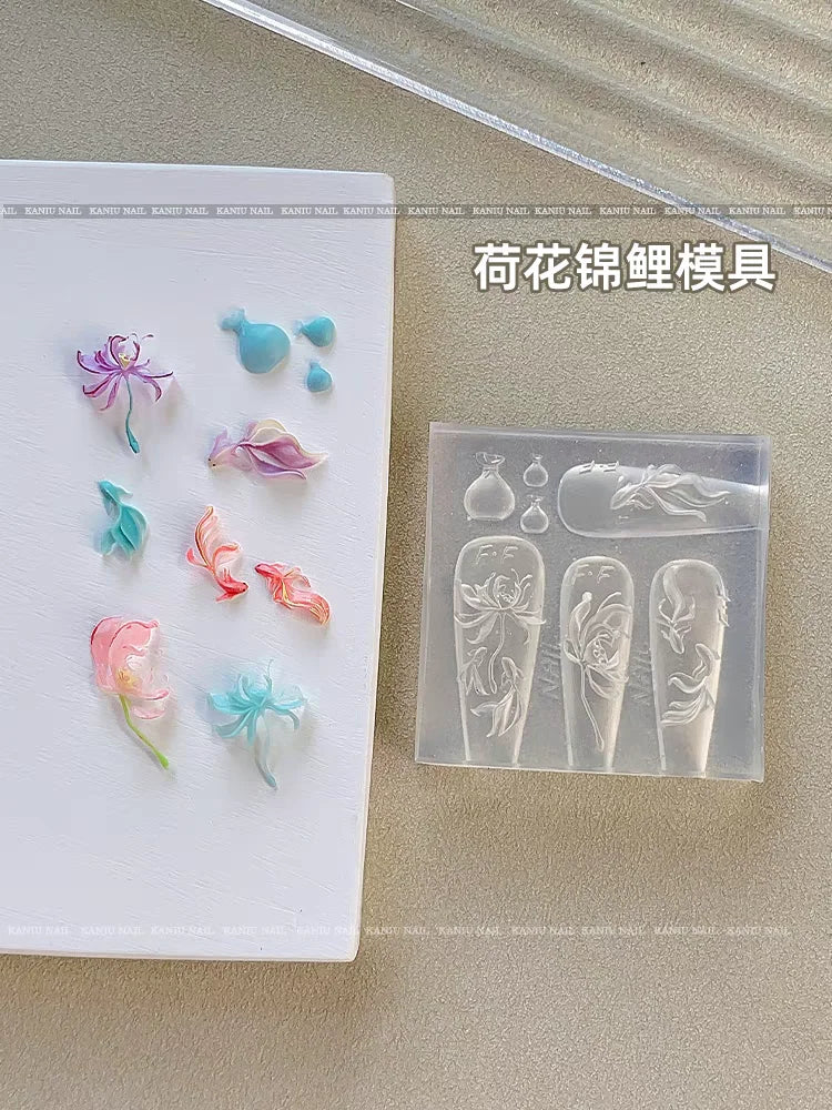 1pc  Snake Flamingo Jellyfish Dragon Dtream 3D Acrylic Mold  Nail Art DIY  Silicone  Nail Art Templates Nails Mold