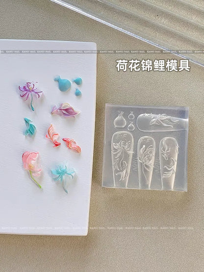1pc  Snake Flamingo Jellyfish Dragon Dtream 3D Acrylic Mold  Nail Art DIY  Silicone  Nail Art Templates Nails Mold