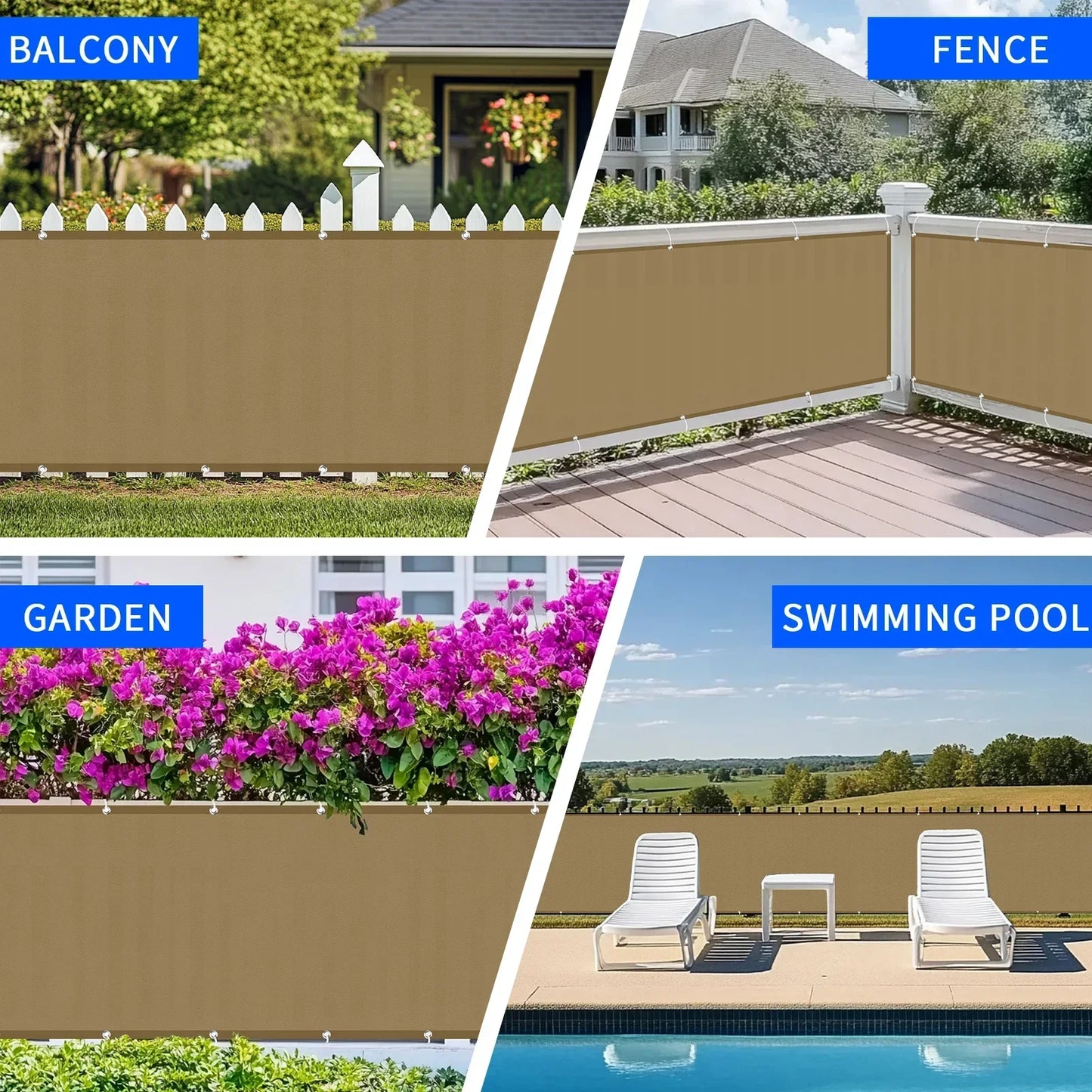 Waterproof Privacy Fence Screen Fence Covering Privacy with Grommets UV Protection Fencing Shade Cover for Outdoor Yard Backyard