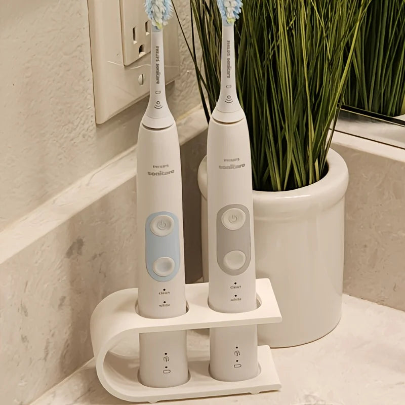 Suporte para Escova de Dentes Elétrica Resistente e Ecológico com Dois Orifícios, Organizador de Bancada para Itens Essenciais do Banheiro