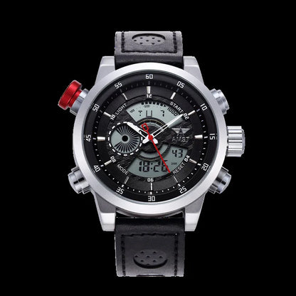2024 NEW AMST Luxury Brand Men's Quartz LED Watches Men Fashion Casual Sports Clock Genuine Leather Military Wrist Watch