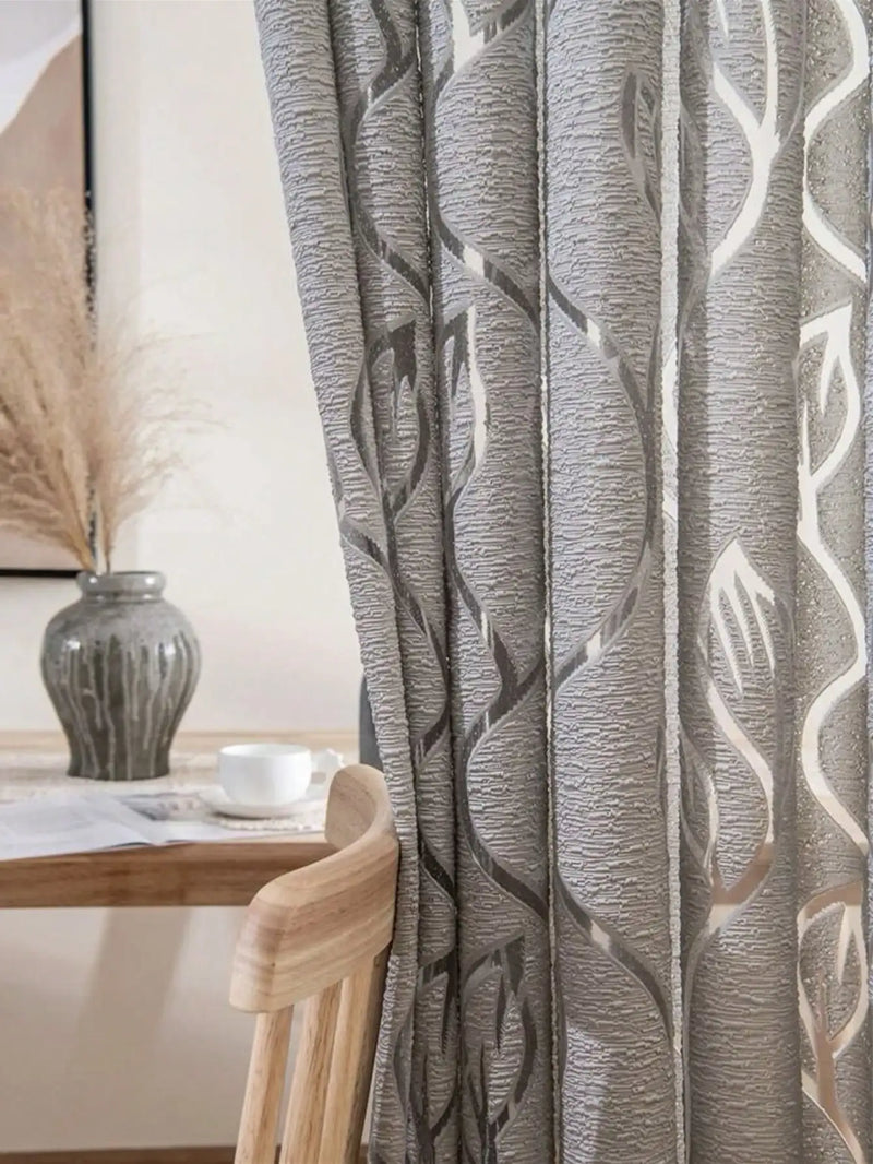 1pc Decorative Cut-Out Design Twining Leaves Sheer Curtain For Bedroom/Living Room