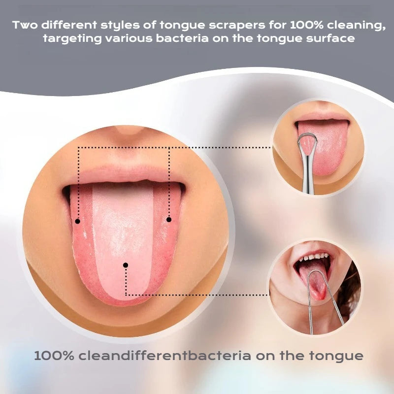 1/2/4 Pcs Reusable Stainless Steel Useful Tongue Scraper Cleaner Fresh Breath Cleaning Coated Tongue Oral Hygiene Care Tools