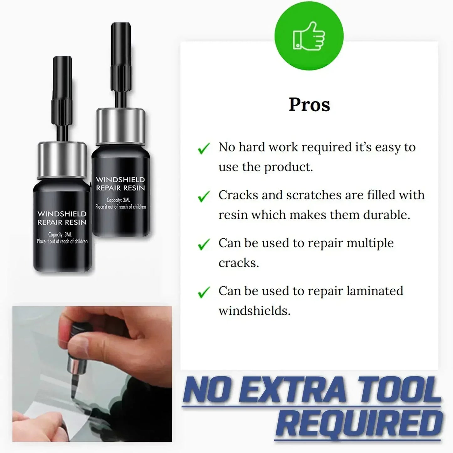 Kit de reparación de parabrisas para vidrio automotriz, herramienta de bricolaje para reparar grietas y desconchones, relleno de nanofluido para grietas en forma de estrella.