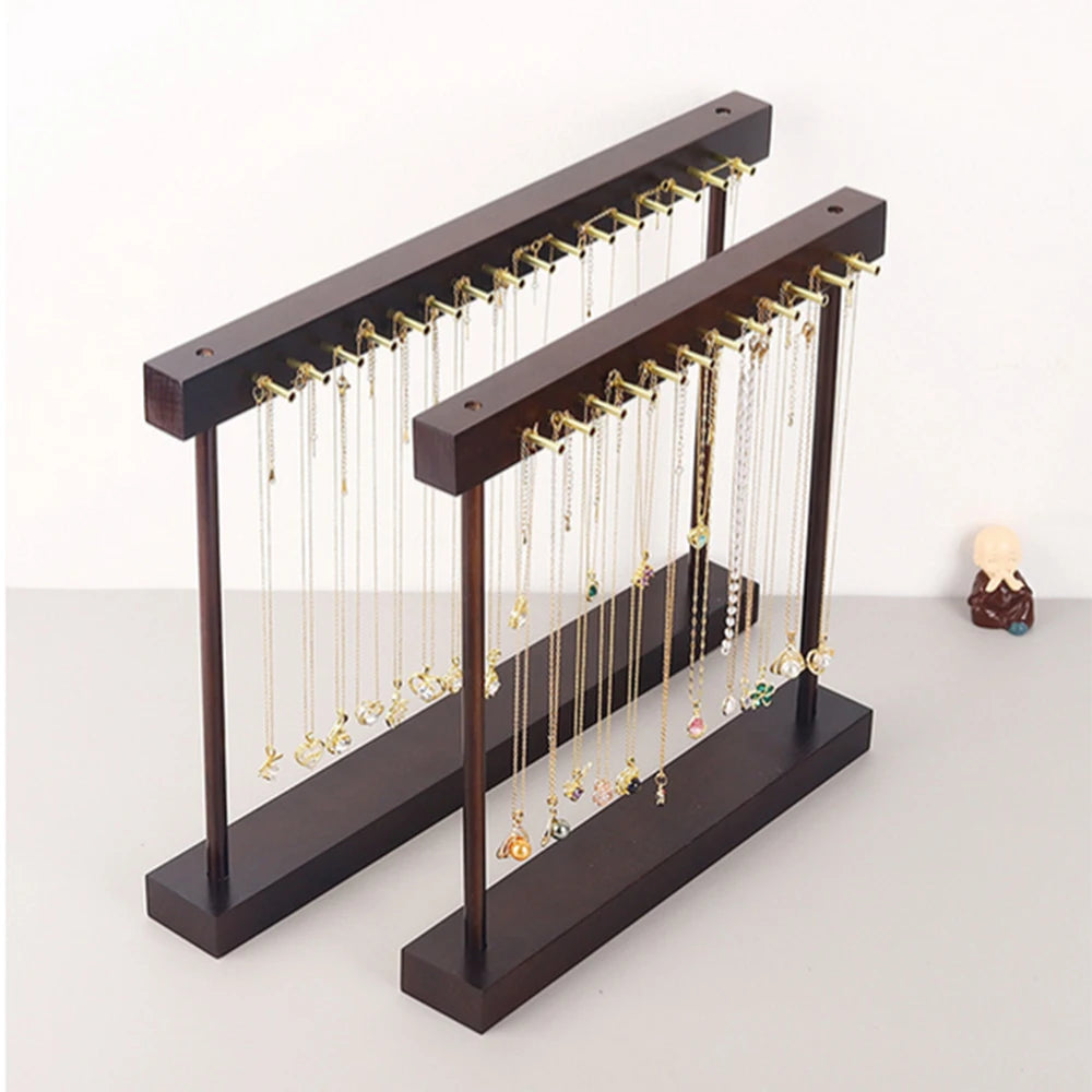 DIY Assembly Simple Solid Wood Necklace Display Rack Large Capacity Jewelry Display Stand Collection Pendant Rack Ornaments Display Stand Props