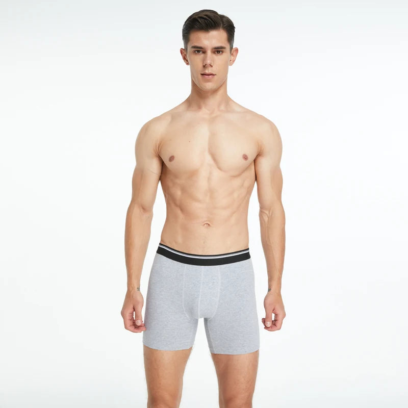 Men's Cotton Boxer Long Leg Underwear Seamless Sexy Man Shorts Breathable Panties Sports Underpants Men