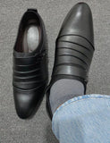 Classic Men Dress Shoes Slip on Black Leather Shoes for Men Plus Size Point Toe Business Casual Men Formal Shoes for Wedding