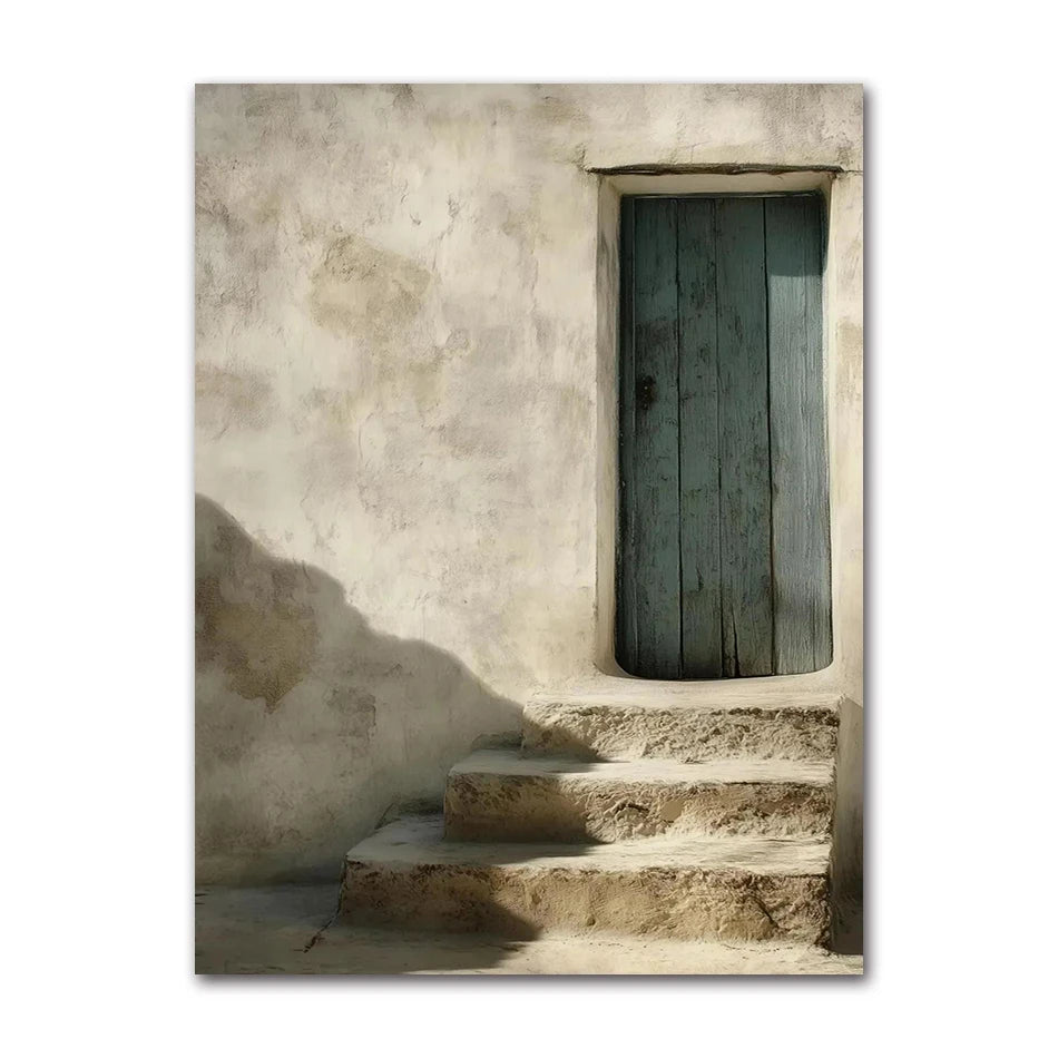 Retro Mediterranean Greece Landscape Poster Canvas Painting Wall Art Pictures Home Decoration Italian Lemon Orange Olive Tree