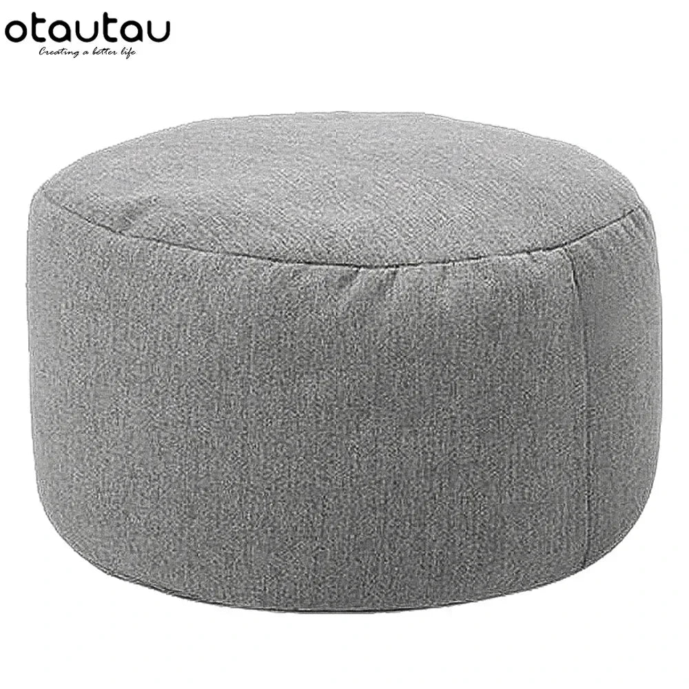 OTAUTAU-puf de lino con relleno, puf otomano, taburete redondo de tatami, futón, muebles de salón relajantes