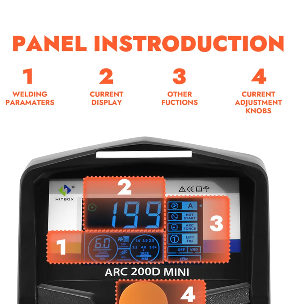 HITBOX ARC200D Welding Machine 2-in-1 ARC MMA LIFT TIG Mini IGBT Inverter LED Digital Display Portable Home Welder 220V 10-200A