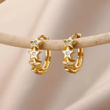 Heart Stainless Steel Earrings for Women Zircon Gold Color Hoop Earring Aesthetic Waterproof Ear Piercing Jewelry Accessories