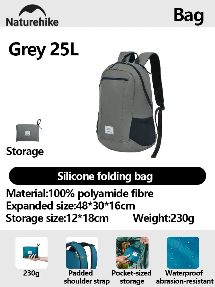 Naturehike New 30L Camping Backpack Large Capacity Portable Foldable Waterproof Shoulder Bag Outdoor Travel Hiking Picnic Bag