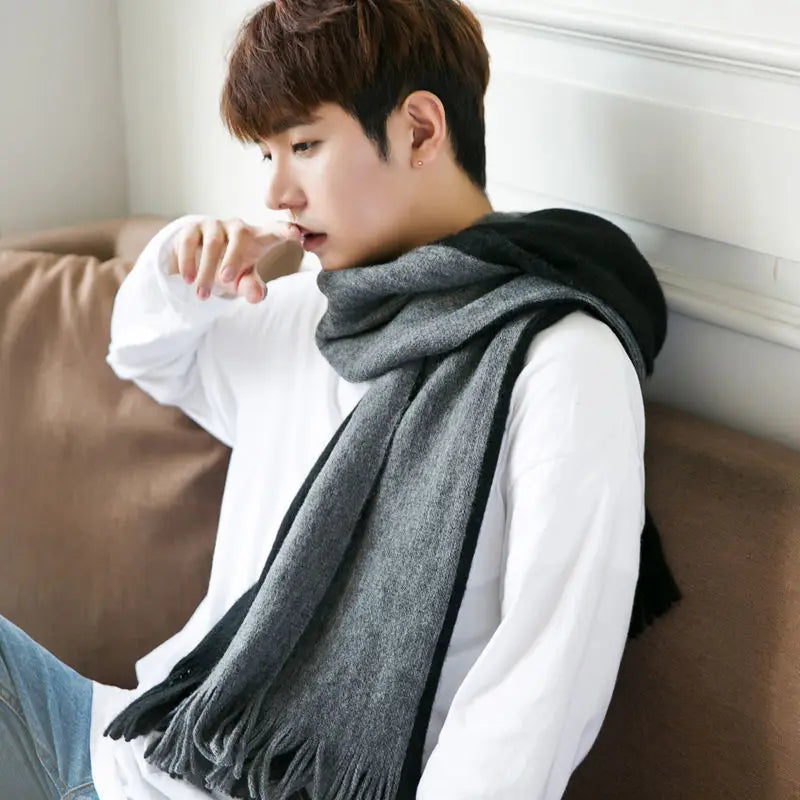 Fashion Winter Men's Knitted Scarf Warm Neckerchief Patchwork Striped Scarves Soft Long Casual Male Bufanda Pashmina Shawl