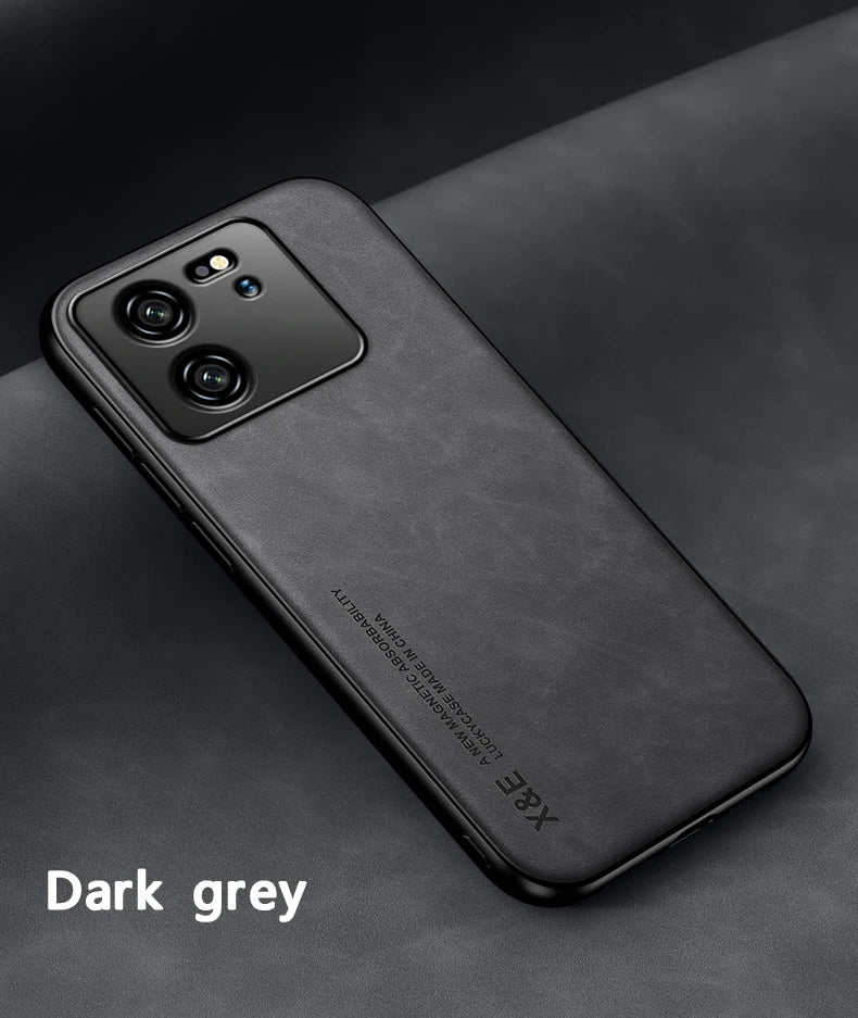 Luxury Leather Case For Xiaomi Mi 13T 12T 11T 10T Pro Cover With Metal Plate Support Car Hold