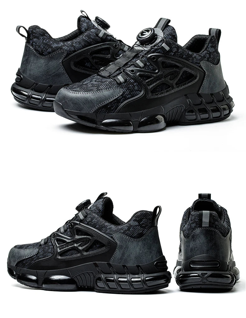 Rotating Button Safety Shoes Men Steel Toe Sneaker Air Cushion Work Shoes Man Puncture Proof Work Safety Boots Protective Shoes