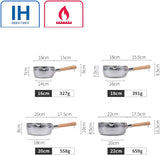 Stainless Steel Saucepan with Lid Solid wood handle with hook Multipurpose Sauce Pan with Pour Spouts, Sauce Pot, Cooking Pot