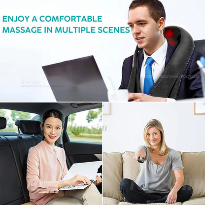 Masajeador Shiatsu de cuello y hombros, masajeador de espalda con calefacción en forma de U, almohada de masaje eléctrico de amasamiento profundo para cuello, cintura, piernas y cuerpo.