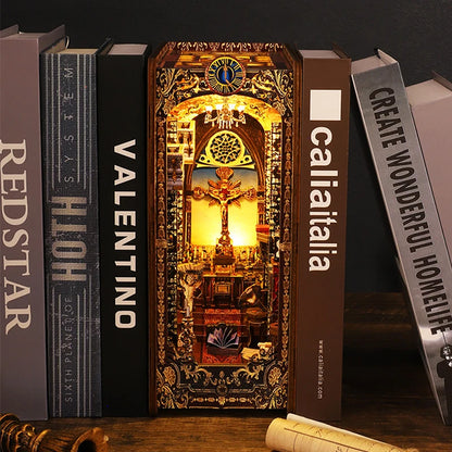DIY Book Nook Kit Miniature Doll House With LED Light 3D Puzzle Model Building Wooden Bookshelf Bookend Toy Adults Birthday Gift