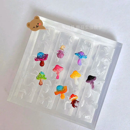 1pc Bowknot Candles Jellyfish Shell Rose Leaf  3D Acrylic Mold Nail Art Decoration Nails DIY Design Silicone  Nails Mold