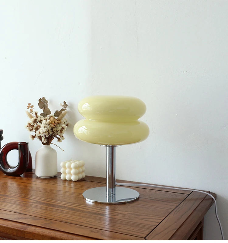 Macaron Glass Table Lamp Trichromatic Dimming Living Room Atmosphere Lamps Eye Protection Night Light Girl Bedroom Bedside Decor