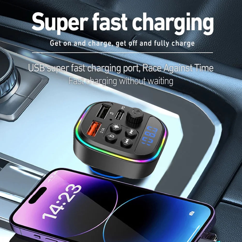 Car MP3 Player with Wireless FM Transmitter and USB-C Fast Charging Port for Reliable Connection and Hands-Free Use