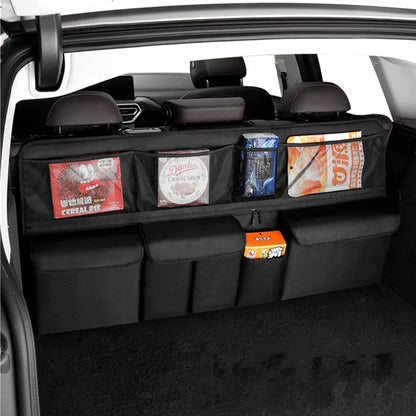 Car trunk storage bag SUV car seat back hanging bag Multi functional storage mesh bag Car interior storage items