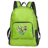 Outdoor Travel Lightweight Portable Foldable Backpack Love Print Folding Green Bag Ultralight Pack for Women Men Hiking Daypack