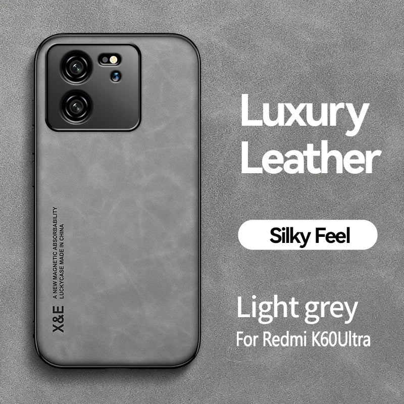 Luxury Leather Case For Xiaomi Mi 13T 12T 11T 10T Pro Cover With Metal Plate Support Car Hold