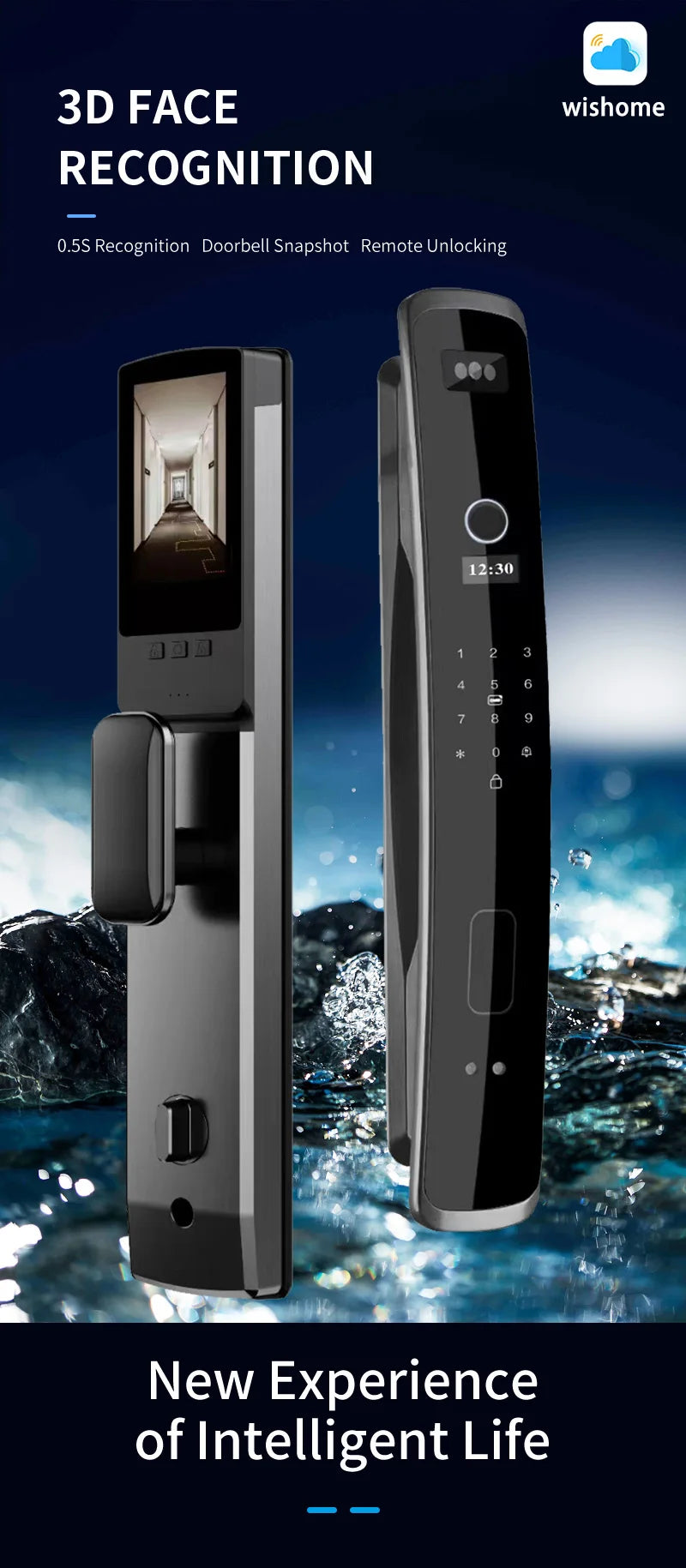 Wishome Biometric Recognition Smart Door Lock remote control Fingerprint Password IC Card APP Wifi Lock Unlock